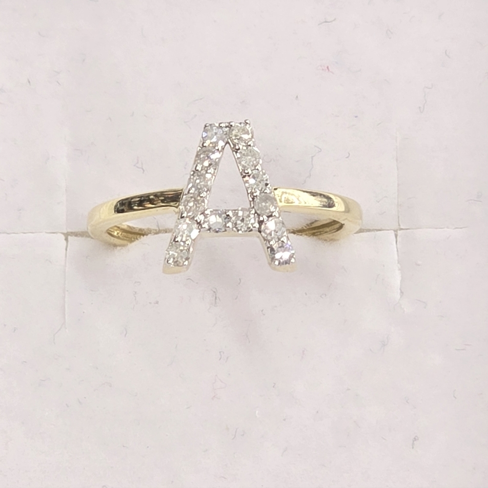 Real Diamond 10kt Gold Initial A Ring